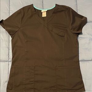Scrubstar Black Medical Scrub Top with Teal Trim